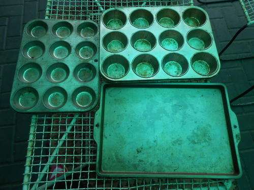 Vintage baking tray and muffin tins